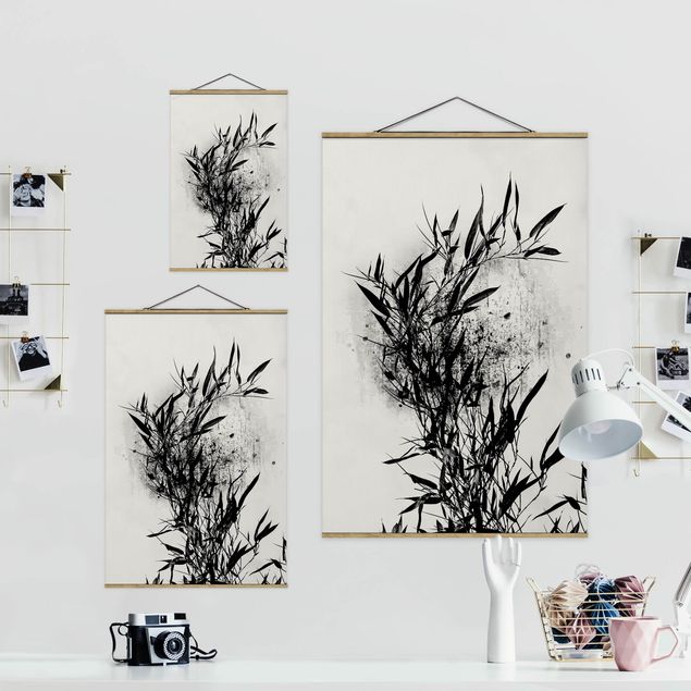 Tableau fleurs Monde végétal graphique - Bambou noir