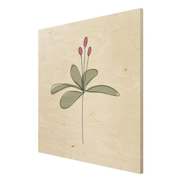 Tableaux en bois avec fleurs Line Art lys