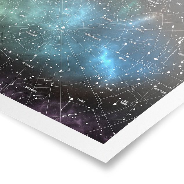 Tableau noir Carte des Constellations Stellaires Nébuleuse Galactique