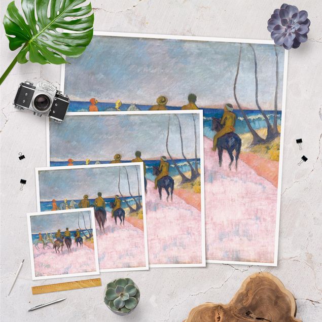 tableau de Gauguin Paul Gauguin - Cavaliers sur la plage