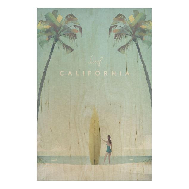 Tableaux en bois avec paysage Poster de voyage - Californie