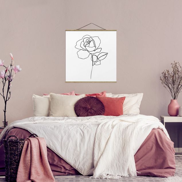 Tableau artistique Line Art Rose Noir et Blanc