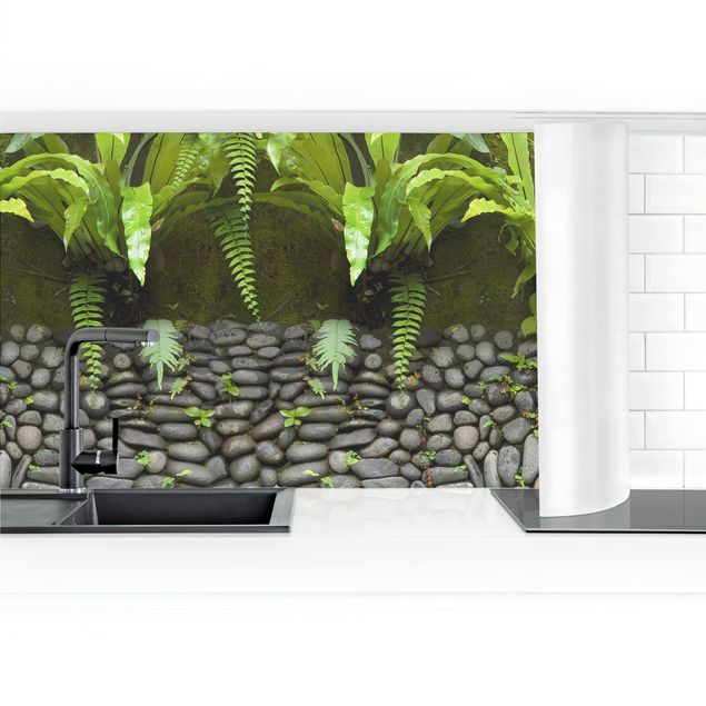 Film adhésif décoratif Mur de pierre avec plantes