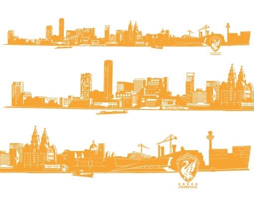 Stickers muraux avec noms de villes No.FB46 Liverpool Skyline XXL