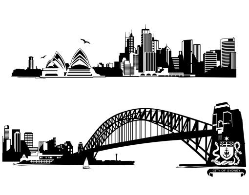 Stickers muraux avec noms de villes No.FB50 Sydney Skyline XXL