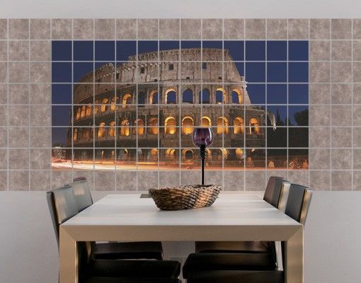 Déco murale cuisine Colisée à Rome la nuit