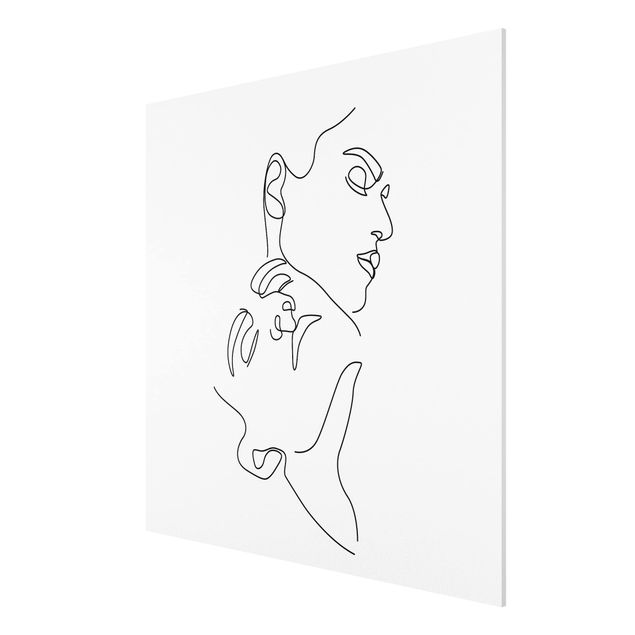 Tableau moderne Line Art Femme Visage Blanc et Noir