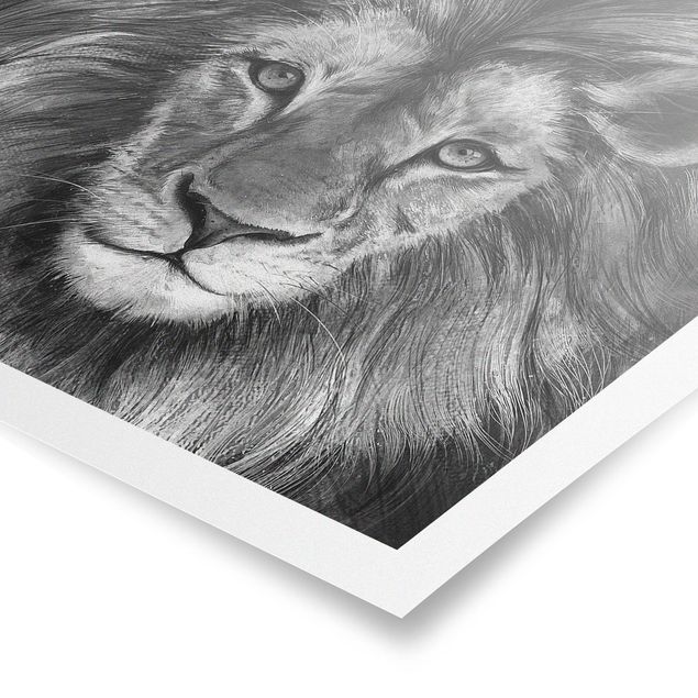 Tableaux animaux Illustration Lion Monochrome Peinture