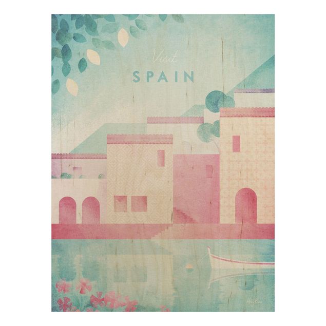 Tableau vintage bois Poster de voyage - Espagne