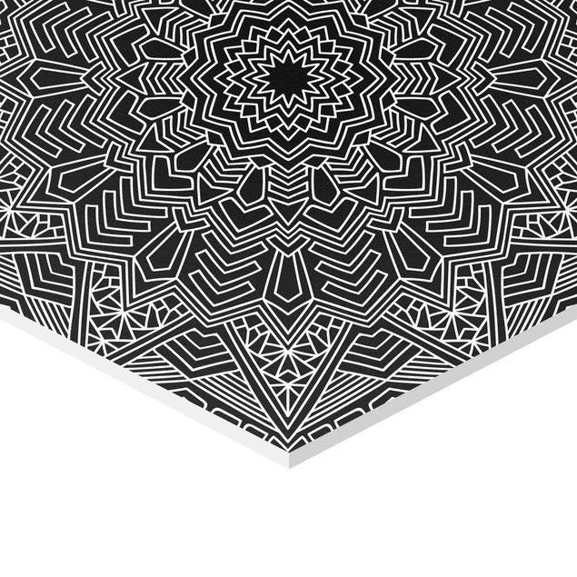 Tableau noir Mandala Flower Star Pattern Black