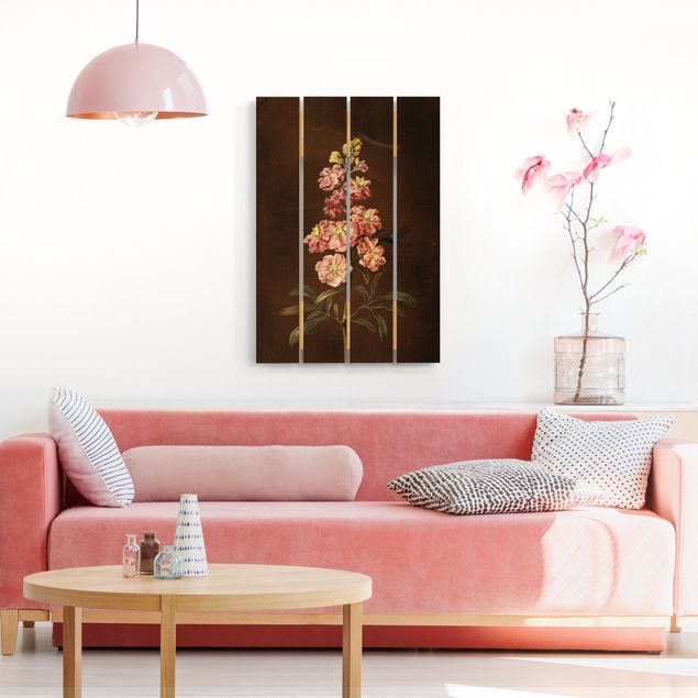 Tableaux en bois avec fleurs Barbara Regina Dietzsch - Une giroflée rose pâle