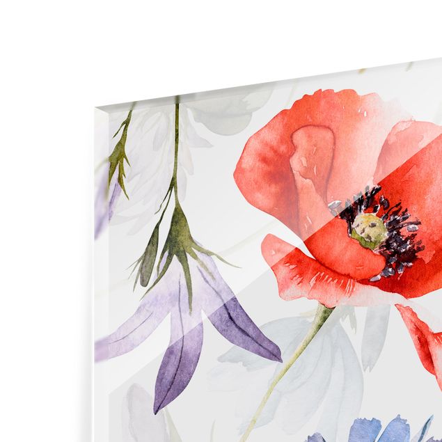 Fonds de hotte - Watercolour Poppy With Cloverleaf - Carré 1:1