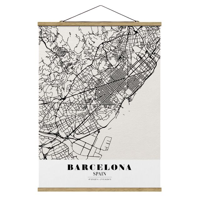 Tableau vintage Plan de ville de Barcelone - Classique