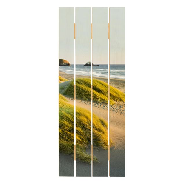 Tableaux en bois avec plage & mer Dunes et herbes à la mer