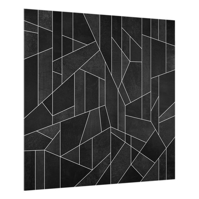 Fond de hotte verre Aquarelle géométrique noire et blanche
