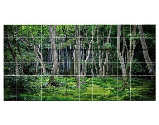 Films adhésifs pour carrelage verts Forêt japonaise