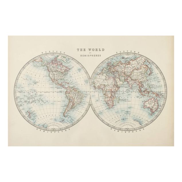 Fond de hotte - Vintage World Map The Two Hemispheres