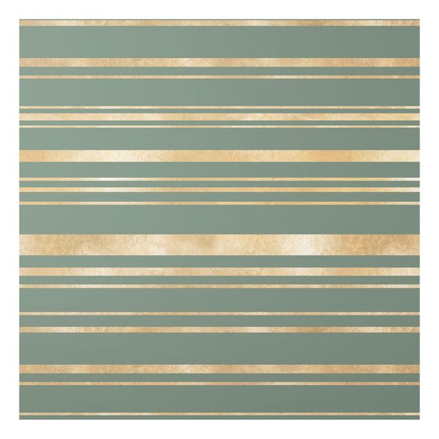 Fonds de hotte - Golden Stripes Green Backdrop - Carré 1:1