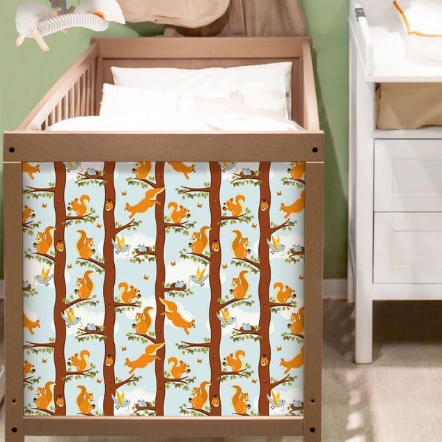 Déco chambre bébé Motif pour enfants avec écureuils et petits oiseaux