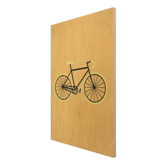 Impression sur bois Bicyclette en jaune