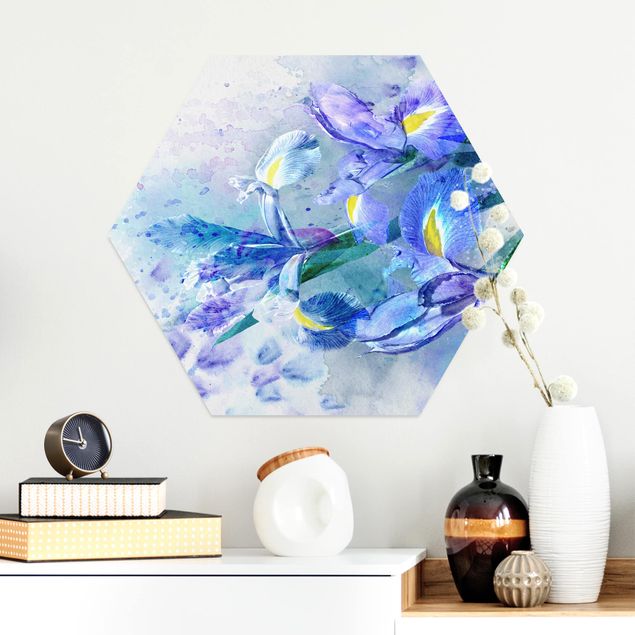 Déco murale cuisine Aquarelle Fleurs Iris
