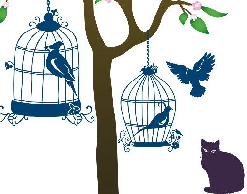Stickers muraux animaux No.RS57 Cats And Birds