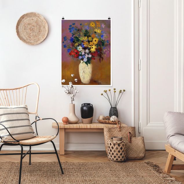 Décoration artistique Odilon Redon - Vase blanc avec des fleurs