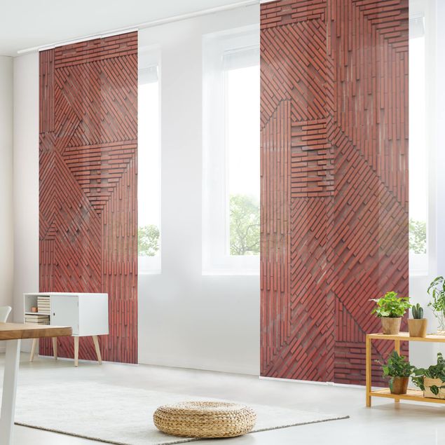 Panneaux coulissants effet pierre et bois Design Brick Red