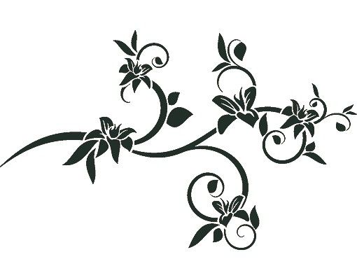 Sticker fenêtre fleurs No.RS78 Branche avec courbes