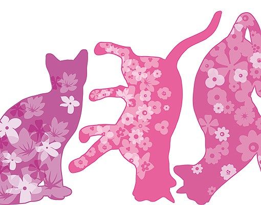 Sticker mural - No.RS97 Cats With Blossoms