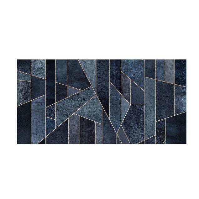 tapis modernes Aquarelle Géométrie Bleue