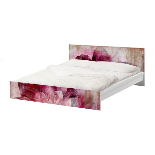 Papier adhésif pour meuble IKEA - Malm lit 180x200cm - Grunge Flower