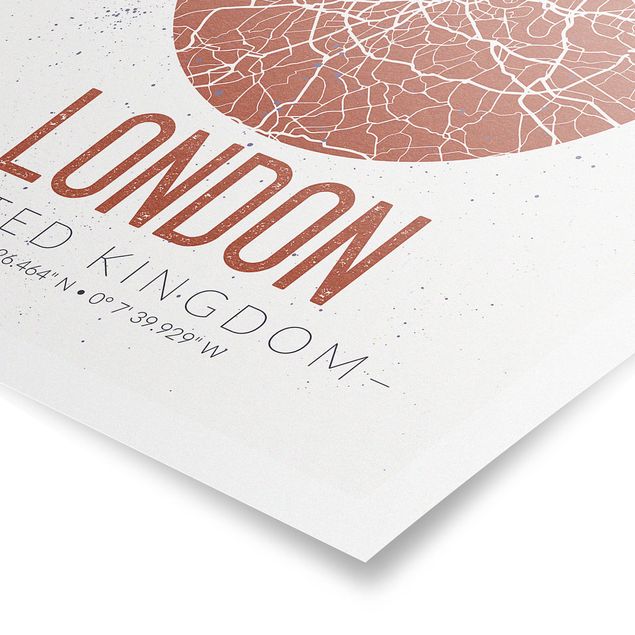 Posters villes Plan de Ville Londres - Rétro
