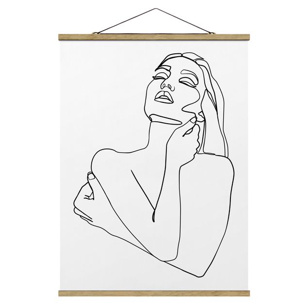 Tableau abstrait Line Art Femme Torse Noir Et Blanc