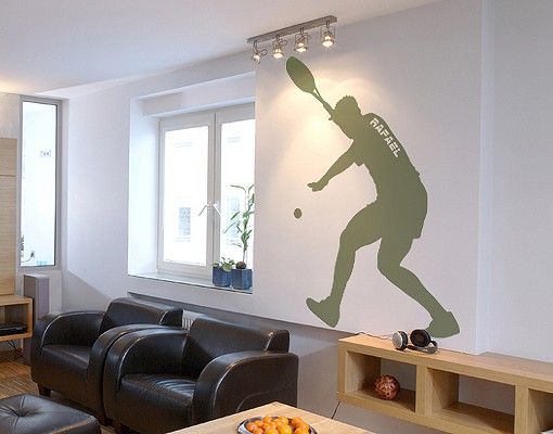 Sticker mural - Wall Decal no.RS116 Customised text Tennis Player