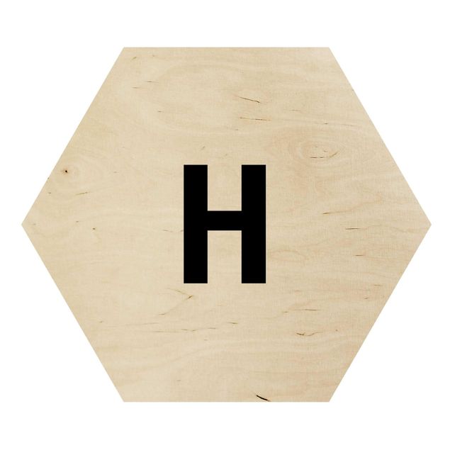 Hexagone en bois - Letter White H