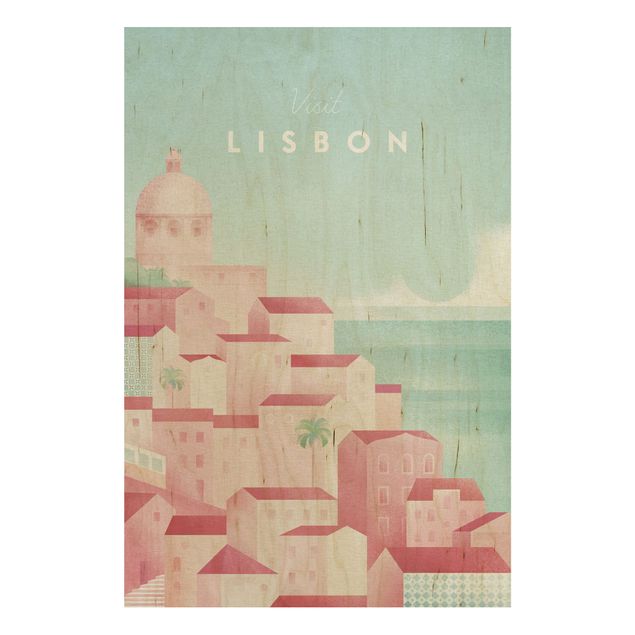 Tableaux en bois avec paysage Poster de voyage - Lisbonne