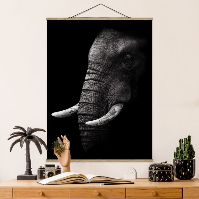 Déco mur cuisine Portrait d'éléphant sombre