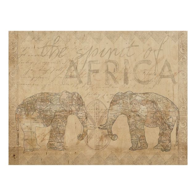 Tableau vintage bois Collage Vintage - Esprit d'Afrique