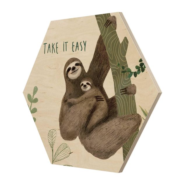 Hexagone en bois - Sloth Sayings - Easy