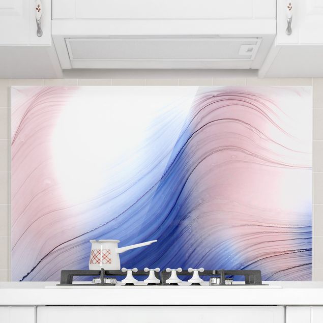 Déco murale cuisine Mottled Colours Blue With Light Pink