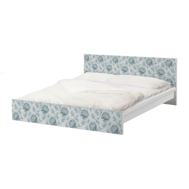 Papier adhésif pour meuble IKEA - Malm lit 160x200cm - Hydrangea Pattern In Blue