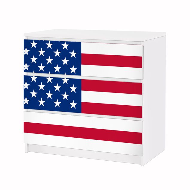Papier adhésif pour meuble IKEA - Malm commode 3x tiroirs - Flag of America 1