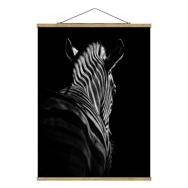 Tableau animaux Silhouette de zèbre en noir et blanc