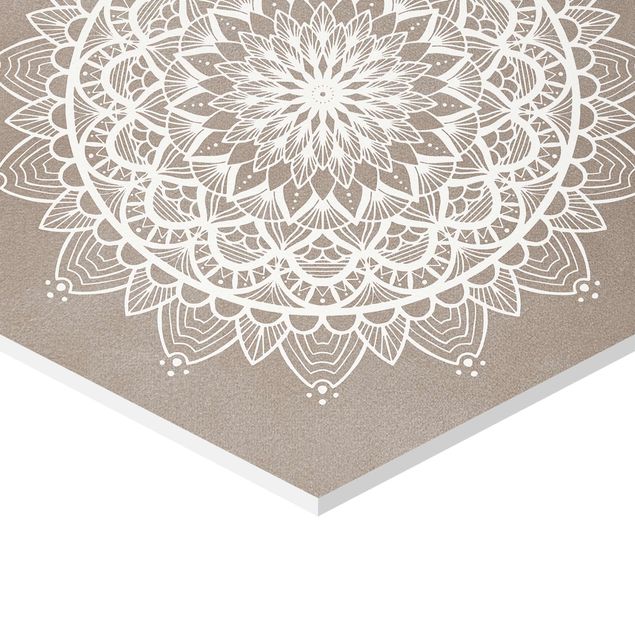 Tableaux muraux Illustration Mandala Shabby Set Beige Blanc
