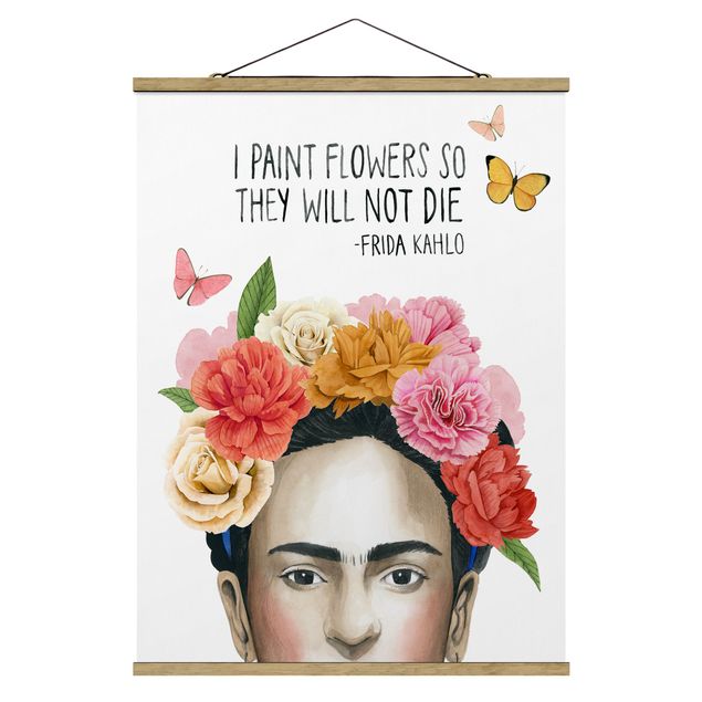 Tableau portrait Pensées de Frida - Fleurs