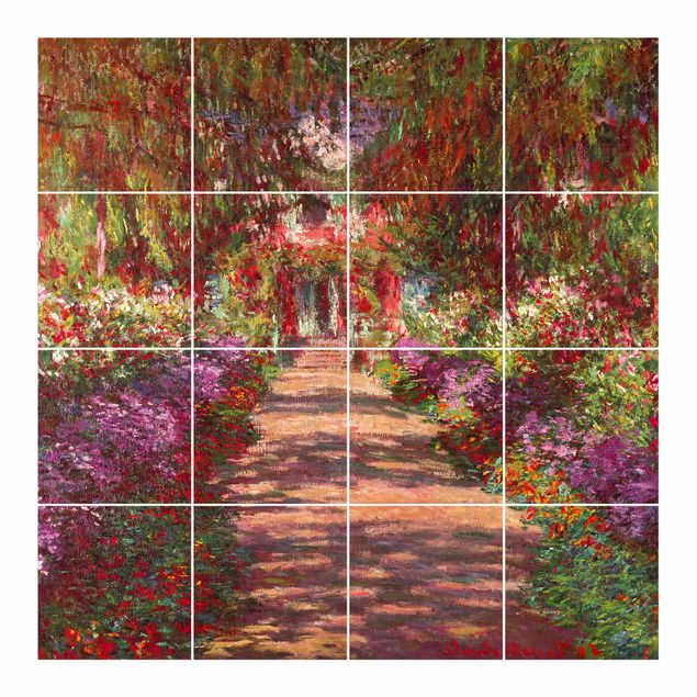 Films adhésifs pour carrelage multicolore Claude Monet - Allée dans le jardin de Monet à Giverny
