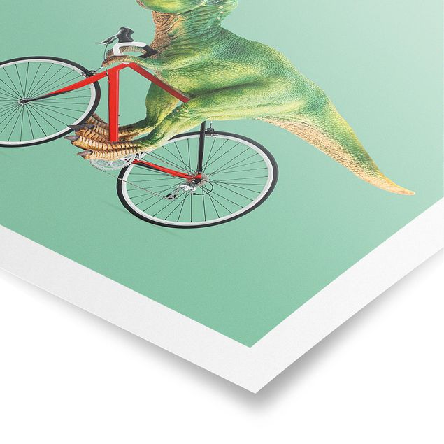 Tableaux animaux Dinosaure avec bicyclette