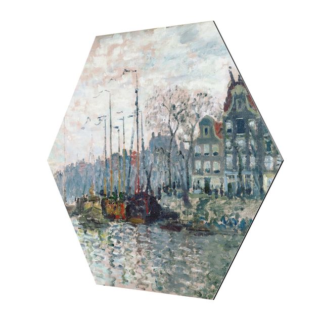 Tableaux reproduction Claude Monet - Vue du Prins Hendrikkade et du Kromme Waal à Amsterdam