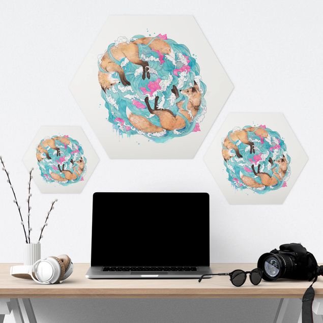 Hexagone en forex - Illustration Foxes And Waves Painting
